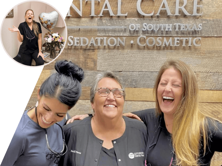 Laughing dental team members