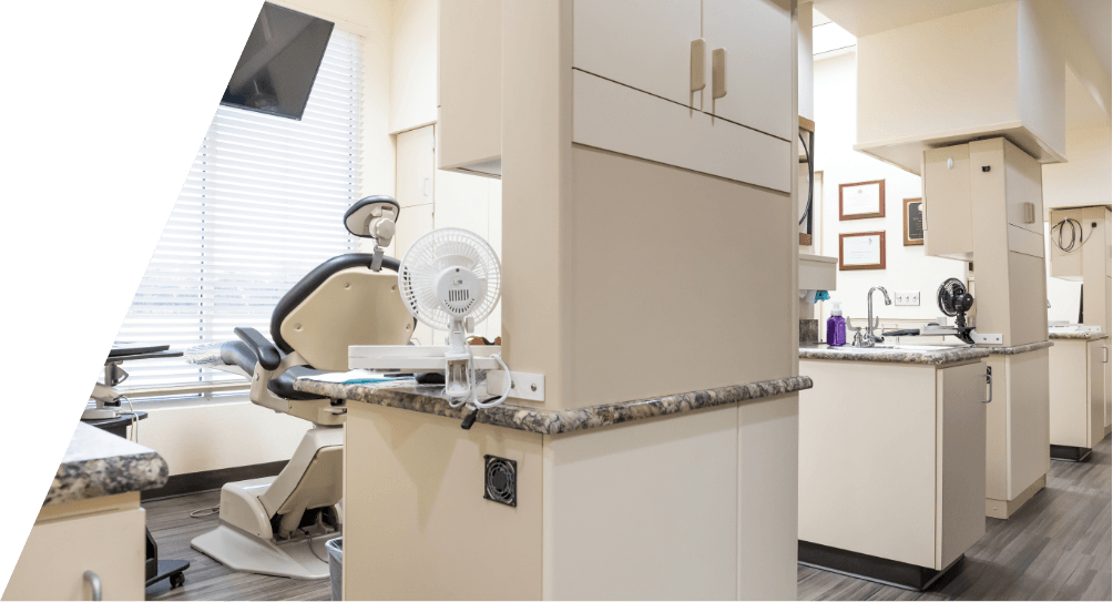 Hallway looking into dental treatment rooms